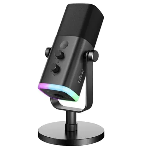 Microfone Gamer Fifine Ampligame Am8, Usb, Rgb, Black
