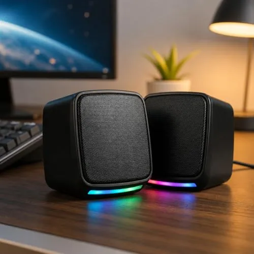 Caixa de Som para PC Gamer 6W RMS, Alto Falante Estéreo com Iluminação