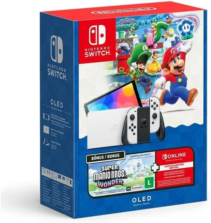 Bundle Nintendo Switch OLED + Super Mario Bros. Wonder + 3 Meses de