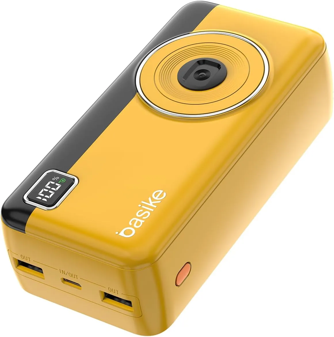 Power Bank 30000mAh, Basike Carregador Portátil com Cabo(Amarelo)