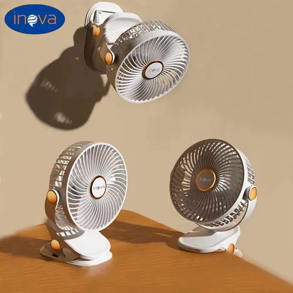Inova Ventilador Clip Portátil 5 Velocidades De Mesa Luminária LED USB