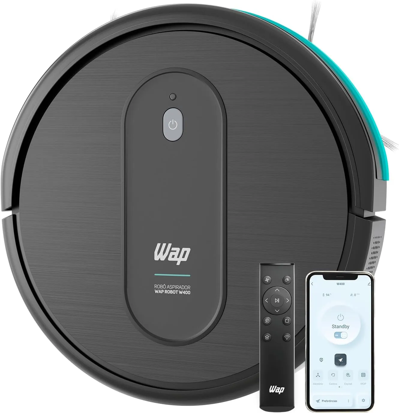 WAP Aspirador de Pó Robô ROBOT W400 3 em 1, Automático, 300ml, Compatível