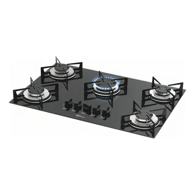 Cooktop a Gás Fischer 5 Bocas Mesa Vidro Bivolt