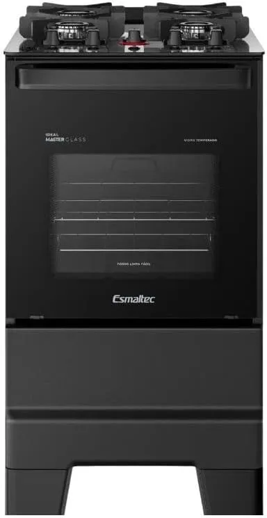 Fogão Esmaltec 4 Bocas Ideal Master Glass Mesa de Vidro Forno 50 Litros