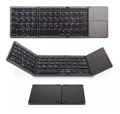 Teclado Dobrável Bluetooth Aço Portátil Ultra Slim Touchpad Cor De Teclado